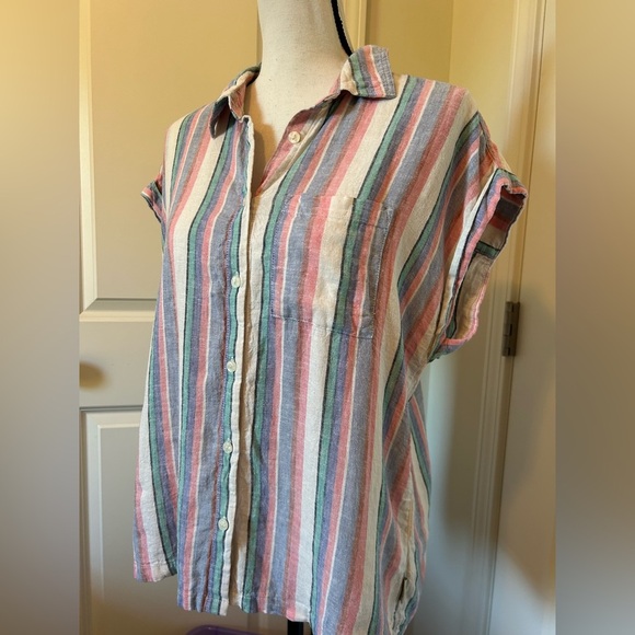 Orvis linen Striped Button-Up Shirt - Picture 2 of 6